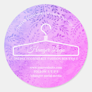 Pegatina Redonda Estilista de Moda Floral Púrpura Elegante