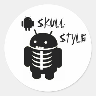 Pegatina Redonda ESTILO ANdroid SKULL