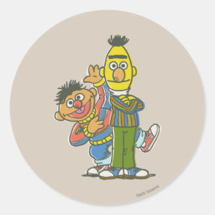 Pegatina Redonda Estilo clásico Bert y Ernie