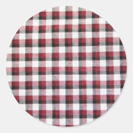 Pegatina Redonda Estilo Cuadrille rojo blanco y negro