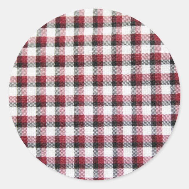 Pegatina Redonda Estilo Cuadrille rojo blanco y negro (Anverso)