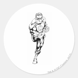 Pegatina Redonda Estilo de cómic - Corriendo, negro y blanco
