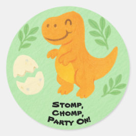 Pegatina Redonda Estilo de Crayón Editable – Dinosaurio Roarsome