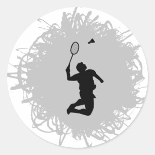 Pegatina Redonda Estilo de esgrima de Badminton