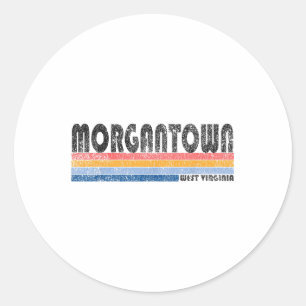 Pegatina Redonda Estilo de Morgantown vintage de los años 1980 Virg