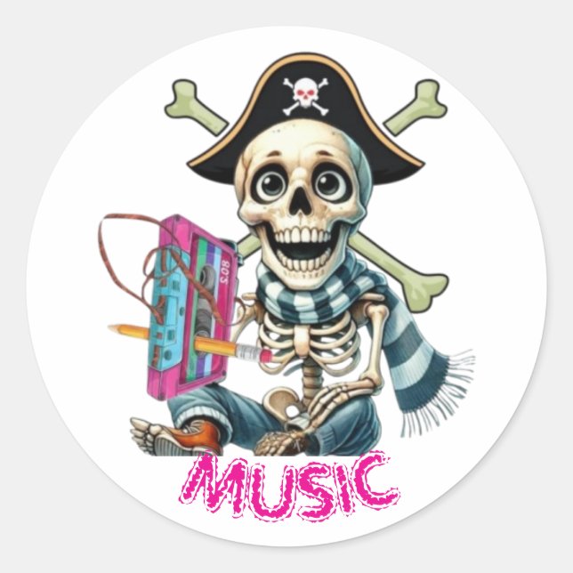 PEGATINA REDONDA ESTILO DE MÚSICA (Anverso)