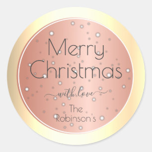 Pegatina Redonda Estilo de Navidades elegantes con efecto lujoso do