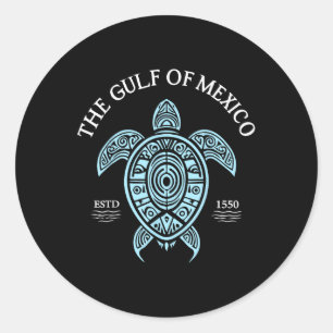 Pegatina Redonda Estilo De Novedad Gráfico De Tortuga Del Golfo De