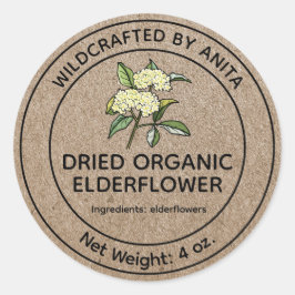 Pegatina Redonda Estilo de papel Kraft de avellanas secas