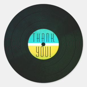 Pegatina Redonda Estilo de registro del vintage del vinilo de la