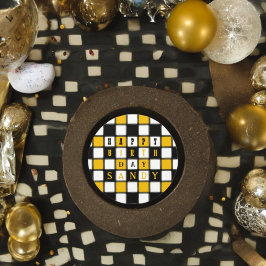 Pegatina Redonda Estilo de tablero de ajedrez