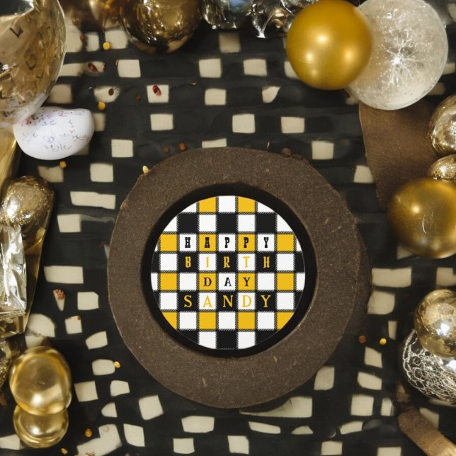 Pegatina Redonda Estilo de tablero de ajedrez (Chess birthday party theme sticker,birthday party sticker,gift pack,envelope,return gift sticker)