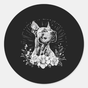 Pegatina Redonda Estilo de tatuaje retro Gran Perro dano amante _1