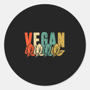 Pegatina Redonda Estilo de vida vegano vegetariano retro vintage ve