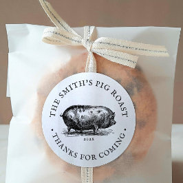 Pegatina Redonda Estilo de vintage | Acontecimiento asado de cerdo