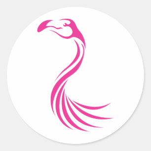 Pegatina Redonda Estilo del icono del logotipo de Guay Flamingo Gre