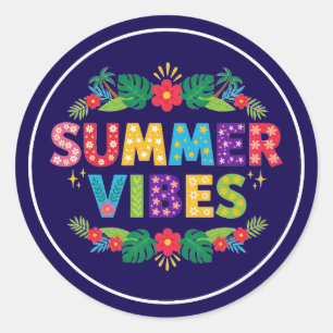 Pegatina Redonda Estilo floral de los vibes de verano-54504 Hoodie