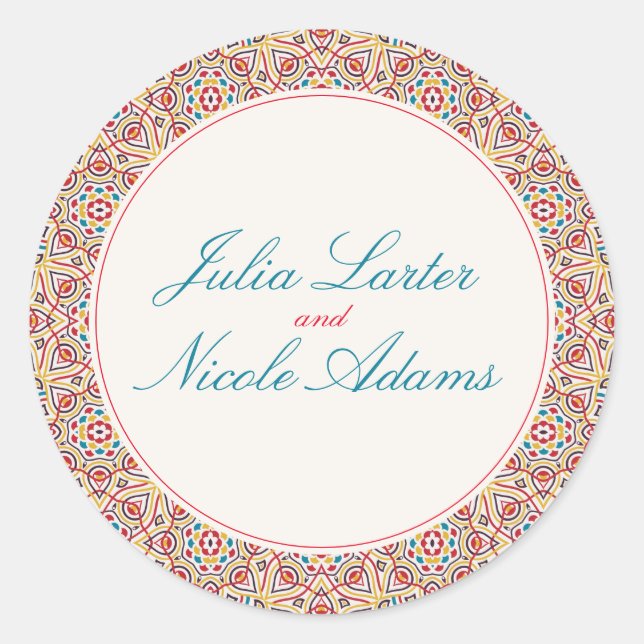 Pegatina Redonda Estilo geométrico parquear Boda metálico de cobre (Anverso)