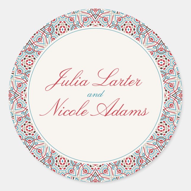 Pegatina Redonda Estilo geométrico parquear Boda metálico de cobre (Anverso)