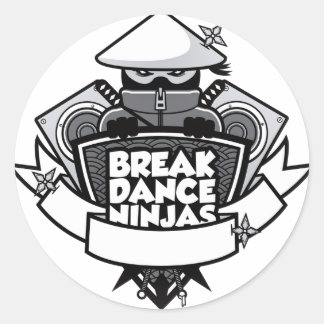 Pegatina Redonda Estilo japonés del escudo de Breakdancing Ninja