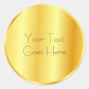 Pegatina Redonda Estilo metálico de moda Faux Gold Añadir tu texto