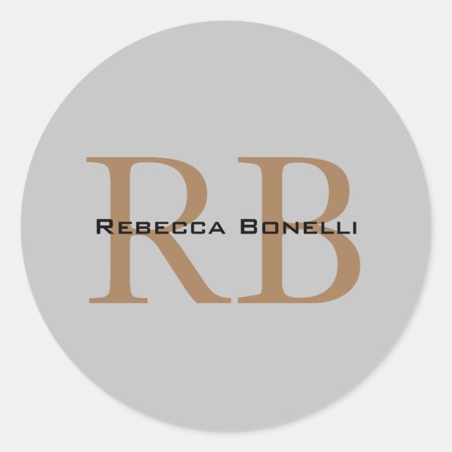 Pegatina Redonda Estilo Moderno Monograma Minimalista Sencillo Agre (Anverso)