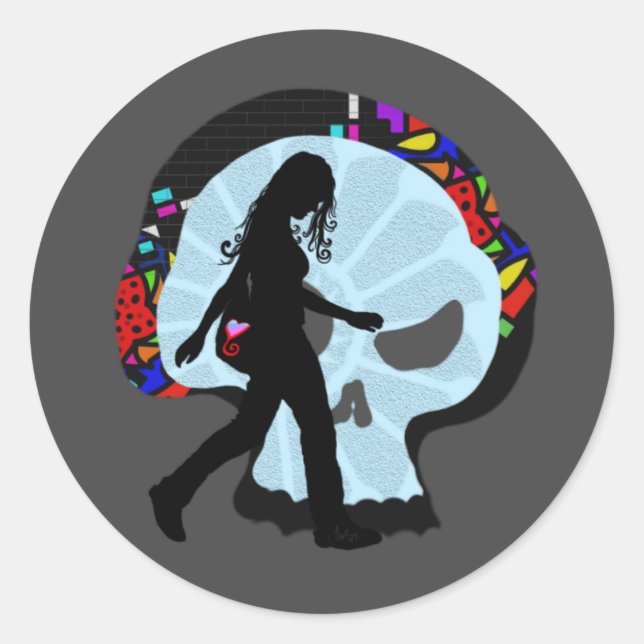 Pegatina Redonda Estilo mortal (Anverso)