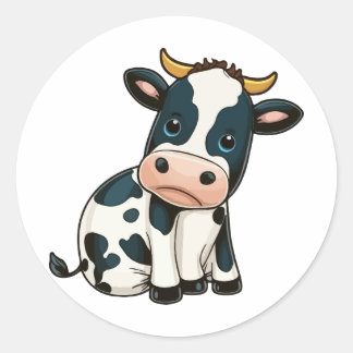 Pegatina Redonda estilo personalizado de ternera lindo