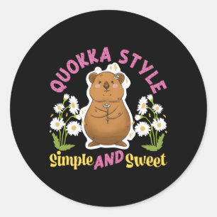 Pegatina Redonda Estilo Quokka Sencillo Y Dulce