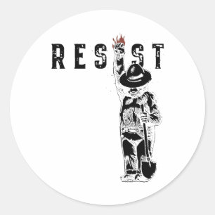 Pegatina Redonda Estilo retro alterado gráfico del oso de resistenc