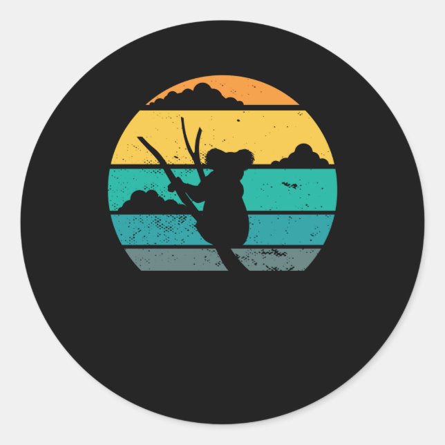 Pegatina Redonda Estilo retro de Koala | Regalo de oso de Koala (Anverso)