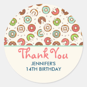 Pegatina Redonda Estilo Retro Estilo Cute Colorful Donut Pattern Cu