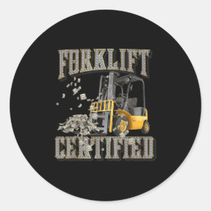 Pegatina Redonda Estilo Retro Funny Forklift Operator Forklift Cert