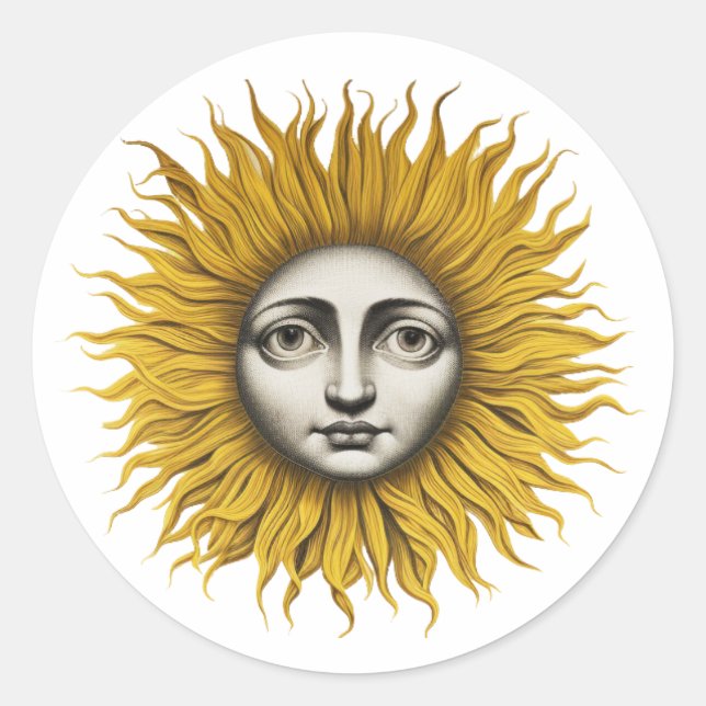 Pegatina Redonda Estilo Sun Fornasetti (Anverso)