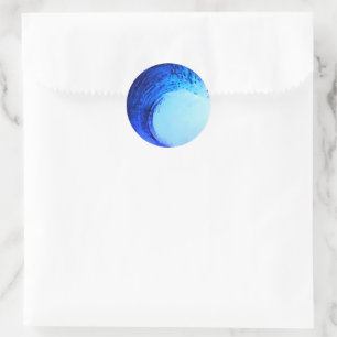 Pegatina Redonda estilo surf fresco Blue Wave