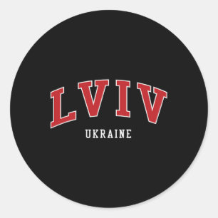 Pegatina Redonda Estilo universitario de Lviv Ucrania