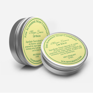 Pegatina Redonda Estilo vintage amarillo con cosmético de jabón de 