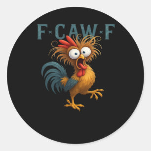 Pegatina Redonda Estilo Vintage Esencial de Pollo F-Caw-F