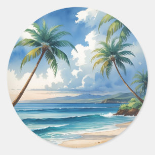 Pegatina Redonda Estilo vintage hawaiano Aloha de viaje desde Hawai