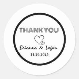 Pegatina Redonda Estilosos stickers de bodas blancas y negras