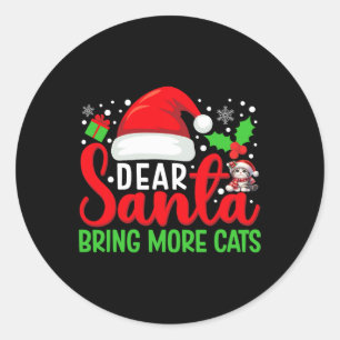 Pegatina Redonda Estimado Papá Noel Trae Más Gatos Divertidos Famil