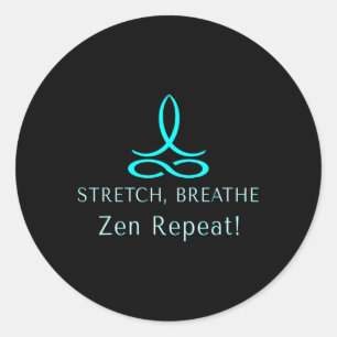 Pegatina Redonda Estirar Respirar Zen Repetir Bienestar Consciente 