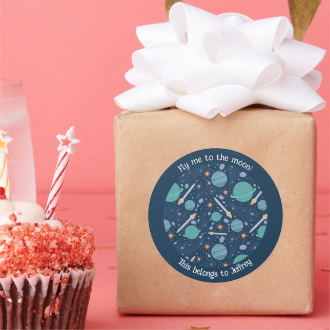 Pegatina Redonda Esto pertenece a Júpiter Saturn, un barco cohete i (Fiesta)