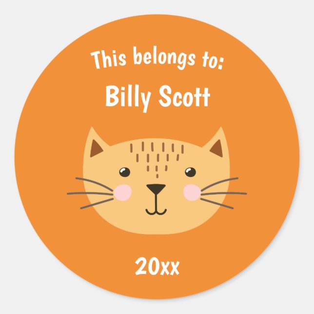 Pegatina Redonda Esto pertenece a la orquesta de la cara del gato g (Anverso)