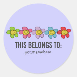 Pegatina Redonda ESTO PERTENECE A Pegatinas De Flor De Doodle