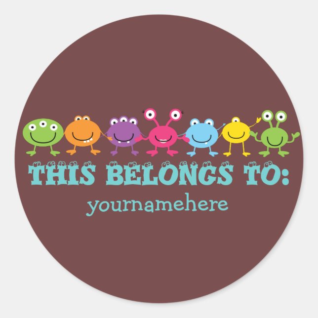 Pegatina Redonda ESTO PERTENECE A Pegatinas extranjeros. (Anverso)