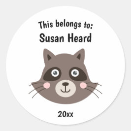 Pegatina Redonda Esto pertenece al mapache escolar