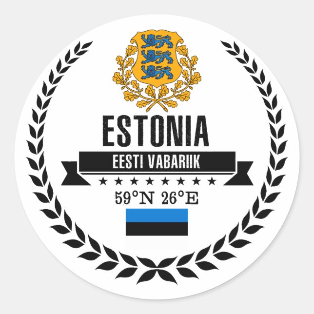 Pegatina Redonda Estonia (Anverso)