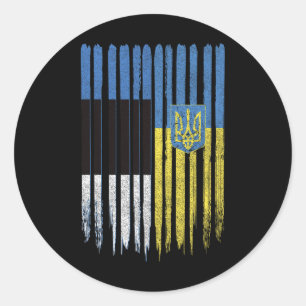 Pegatina Redonda Estonia Ucrania estonio ucraniano Bandera 