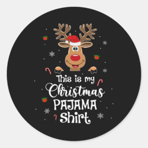 Pegatina Redonda Estos son mis Navidades Navidades Pajama Divertido